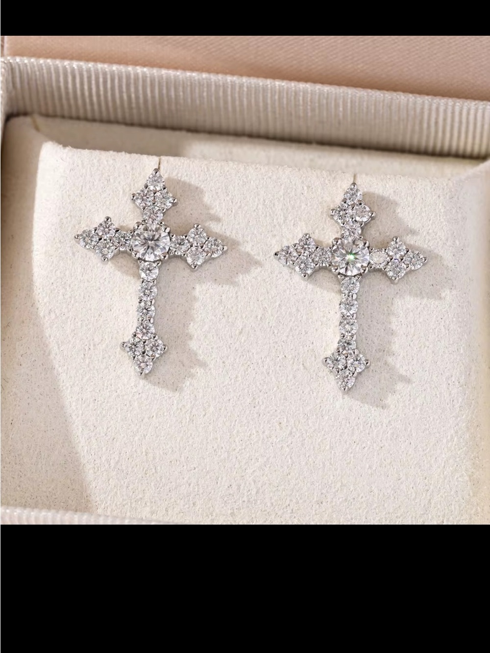 Moissanite Diamond Cross  Earrings - Sterling Silver